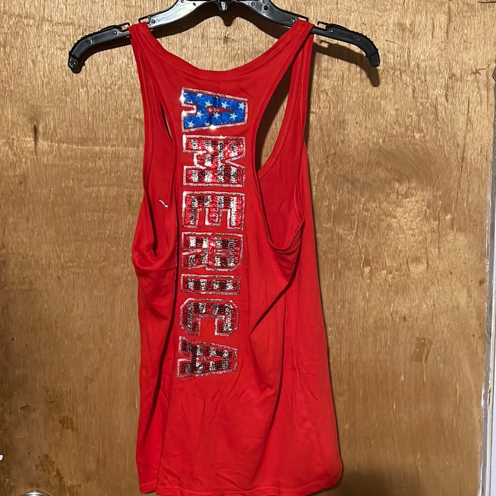 Pink sequins USA tank